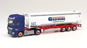 (HO) DAF XF SSC Euro 6 圧力バルク コンテナ セミトレーラー `Greiwing` (鉄道模型)