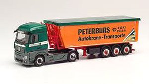 (HO) メルセデスベンツ アクトロスストリームスペース 2.5 Stoffelliner セミトレーラー `Peterburs` (鉄道模型)