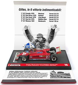 フェラーリ 126CK ターボ 1981年 スペインGP 1位 #27 G.Villeneuve ドライバーフィギュア、アンブレラ付 70 years Gilles (ミニカー)