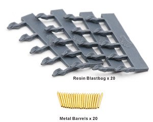 WWII IJN 3rd Year Type 14cm/50 Barrels w/Blastbags (for Nagato Class / Ise Class) (20 Pieces) (Plastic model)