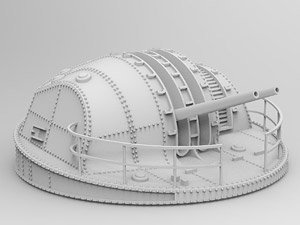 WWII IJN Type 89 127mm/40 AA Gun Model A1-3 Turret (for Yamato Classs) (4 Pieces) (Plastic model)