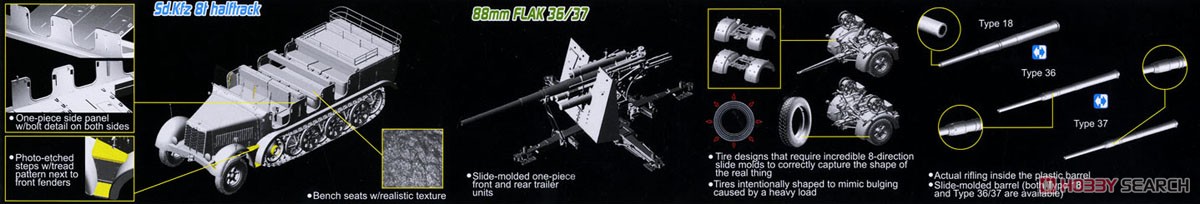 Sd.Kfz.7 8トンハーフトラック＆88mm高射砲 Flak36/Flak37セット エッチングパーツ付き特別商品 (プラモデル) その他の画像4