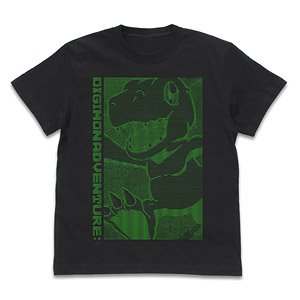 デジモンアドベンチャー： アグモン デジタルグラフィック Tシャツ BLACK L (キャラクターグッズ)