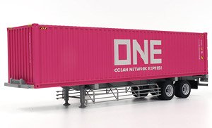 40フィート海上コンテナ ONE (Ocean Network Express) ＆ 日本トレクス 専用運搬セミトレーラ (ミニカー)