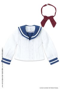 PNXS Sailor Ribbon Blouse II (Blue x Bordeaux) (Fashion Doll)