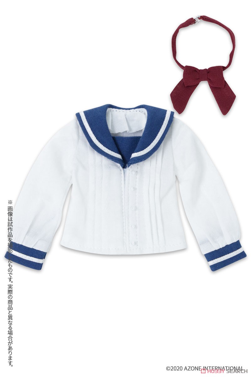 PNXS Sailor Ribbon Blouse II (Blue x Bordeaux) (Fashion Doll) Item picture1