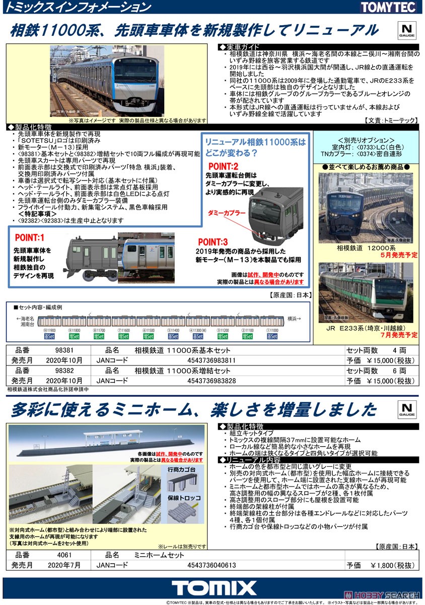 相模鉄道 11000系 基本セット (基本・4両セット) (鉄道模型) 解説1