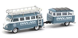 フォルクスワーゲン バス w/トレーラー PAN AM (ブルー/ホワイト) (ミニカー)