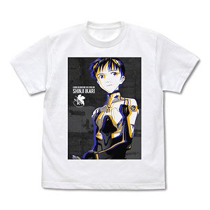 Evangelion Shinji Ikari Graphic T-Shirts White L (Anime Toy)