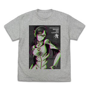 Evangelion Mari Makinami Illustrious Graphic T-Shirts Gray L (Anime Toy)