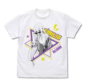 Re: Life in a Different World from Zero Emilia T-Shirts Street Fashion Ver. White S (Anime Toy)