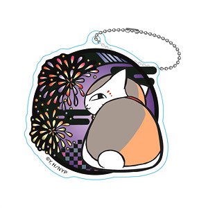 Natsume`s Book of Friends Kirie Series Glitter Key Ring Nyanko-sensei F Fireworks (Anime Toy)