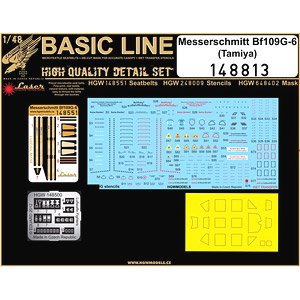 Bf109G-6 布製シートベルト w/データーステンシル デカール & 塗装マスクシール (タミヤ用) (プラモデル)