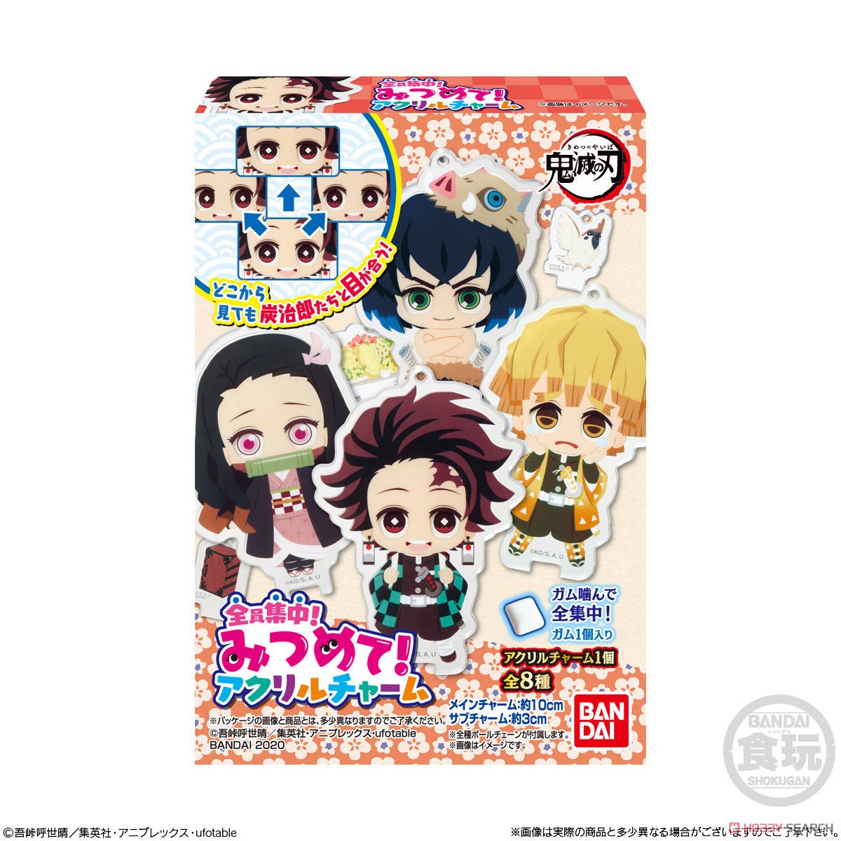 Demon Slayer: Kimetsu no Yaiba All Focus! Mitsumete Acrylic Charm (Set of 8) (Shokugan) Package1