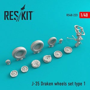 J-35 Draken Wheels Set (Type 1) (for Hasegawa) (Plastic model)