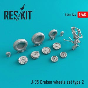 J-35 Draken Wheels Set (Type 2) (for Hasegawa) (Plastic model)