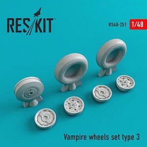 DH.100 Vampire Wheels Set (Type 3) (for Trumpeter) (Plastic model)