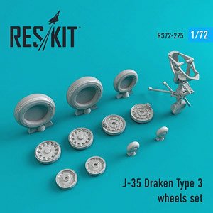 J35 Draken Wheels Set (Type 3) (for Hasegawa) (Plastic model)