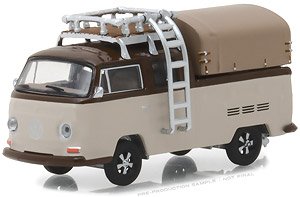 1969 VW タイプ2 ダブルキャブ ピックアップ w/ルーフラック＆キャンピー (ブラウン) (ミニカー)