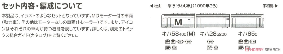 【限定品】 JR キハ58系 急行ディーゼルカー (うわじま・JR四国色) セットB (3両セット) (鉄道模型) 解説4