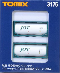Private Owner Container Type ISO 20ft (Frame Type, JOT, Green) (2 Pieces) (Model Train)