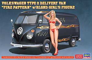 Volkswagen Type2 Delivery Van `Fire Pattern` w/Blond Girls Figure (Model Car)