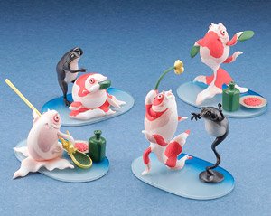 miniQ Kuniyoshi Utagawa `Sake no Zashiki` Set of Goldfish (Set of 6) (Shokugan)