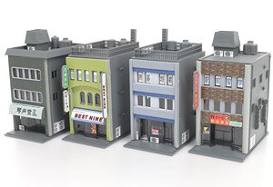 Painted Commercial Building 3F (4 Pieces) (Unassembled Kit) (Model Train)