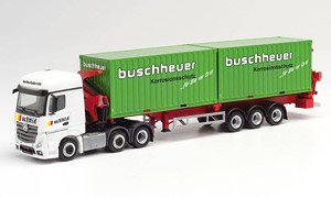 (HO) メルセデスベンツ アクトロス 2.5 6x2 Hammar コンテナ サイドローダートレーラー (MB Actros Stream) (鉄道模型)