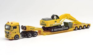 (HO) MAN TGX XLX 大型トラック with 掘削機 `Leonhard Weiss` (MAN TGX XLX) (鉄道模型)