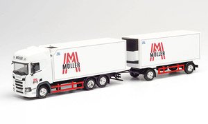 (HO) Scania CS 20 HD Refrigerated Box Truck withTrailer `Muller` (Model Train)