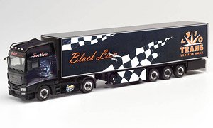 (HO) MAN TGX XXL 冷蔵ボックストレーラー `Trio-Trans/Black Lion` (鉄道模型)