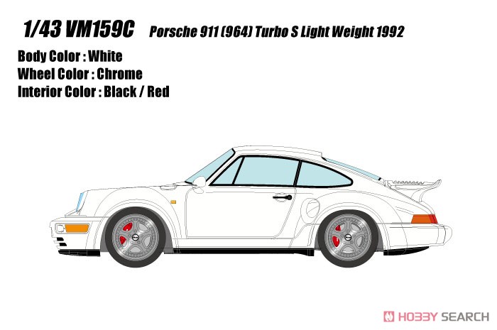 Porsche 911 (964) Turbo S Light Weight 1992 ホワイト (ブラック/レッドインテリア) (ミニカー) その他の画像1