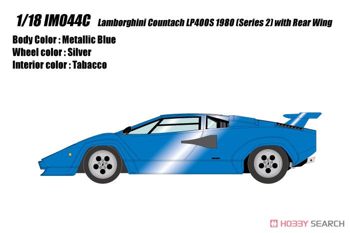 Lamborghini Countach LP400S 1980 (Series 2) with Rear Wing メタリックブルー (タバコインテリア) (ミニカー) その他の画像1