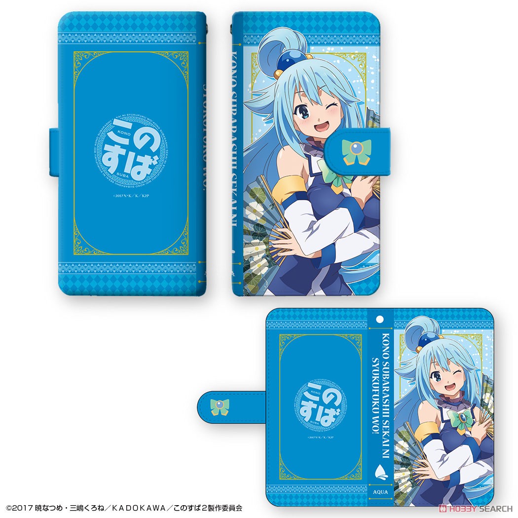 [KonoSuba: God`s Blessing on this Wonderful World! 2] Book Style Smart Phone Case Ver.2 L Size Design 01 (Aqua) (Anime Toy) Item picture1