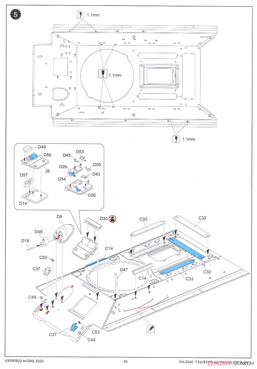 T-34/85 Mod.1944 第174工場 (プラモデル) 設計図3