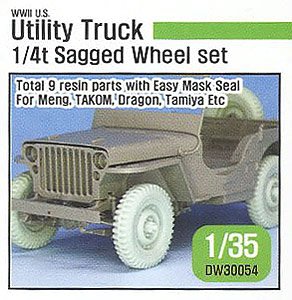 WW2 US 1/4 ton Utility Truck Wheel Set (for 1/35 Meng, Takom Kit) (Plastic model)