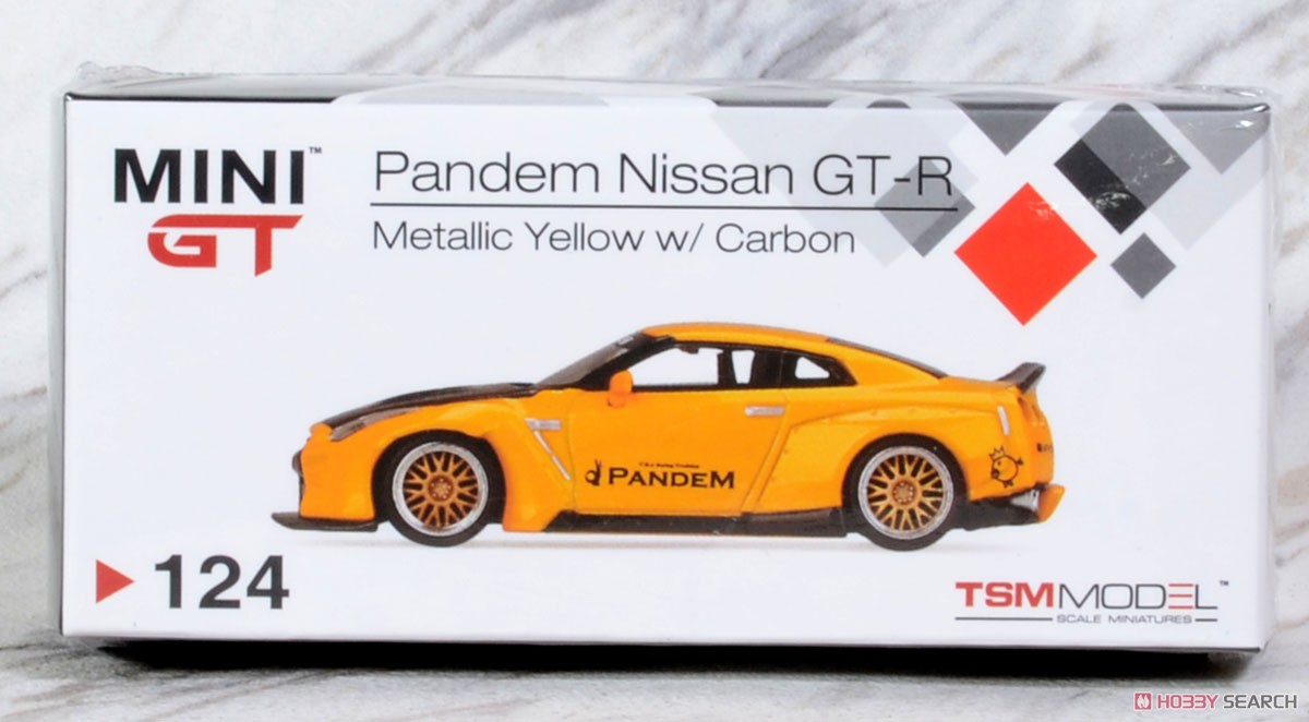 Pandem Nissan GT-R R35 Ducktail Metallic Yellow / Carbon (RHD) (Diecast Car) Package1