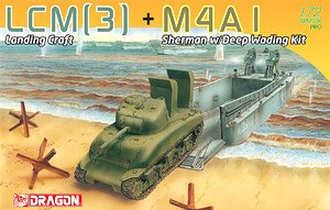 LCM(3) Landing Craft + M4A1 Sherman w/Deep Woding Kit (Plastic model)