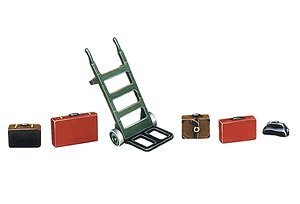 (O) LK-752 Porters Hand Trolley and Luggage (Unpainted) (Model Train)