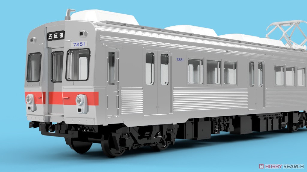 16番(HO) T-Evolution 東急電鉄 7200系 冷房車 赤帯・前面ステップ付 2輌セット (2両セット) (プラスティック製ディスプレイモデル) (鉄道模型) その他の画像3