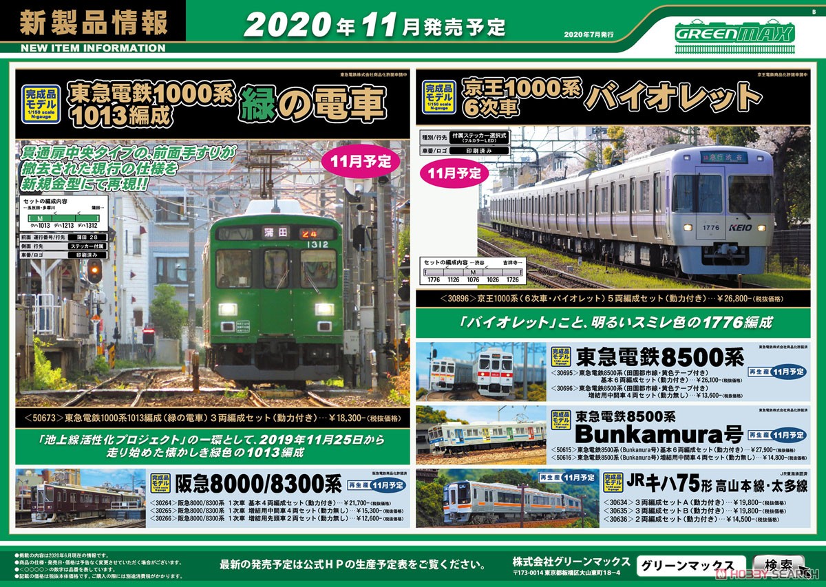 東急電鉄 1000系 1013編成 (緑の電車) 3輛編成セット (動力付き) (3両セット) (塗装済み完成品) (鉄道模型) その他の画像1