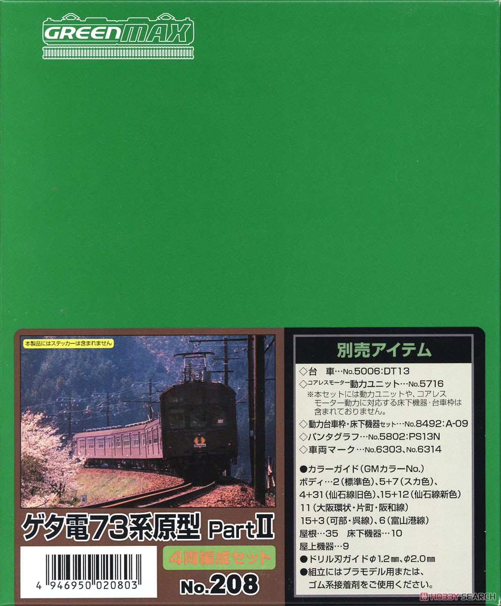 ゲタ電 73系 原型 PartII 4両編成セット (4両・組み立てキット) (鉄道模型) パッケージ2