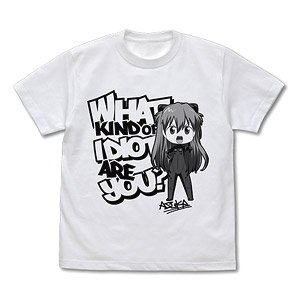 Evangelion `Are you stupid?` T-Shirt Deformed Ver. White M (Anime Toy)