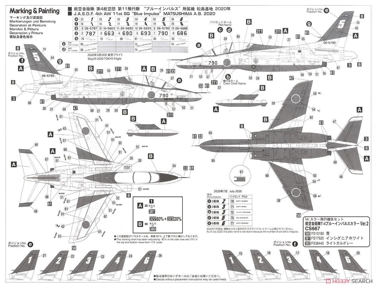 川崎 T-4 `ブルーインパルス 2020 (60周年記念)` (プラモデル) 塗装2