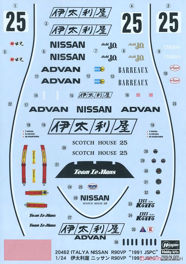 伊太利屋 ニッサン R90VP `1991 JSPC` (プラモデル) 中身2