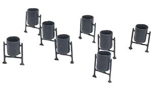 211014 (N) Metal Garbage Can (Gray) (8 Pieces) (Model Train)