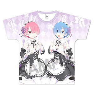 Re:Zero -Starting Life in Another World- Full Graphic T-shirt Rem & Ram Maid Ver. XL Size (Anime Toy)