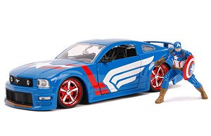 Ford Mustang GT 2006 w/Captain America Figure (Avengers) (Diecast Car)