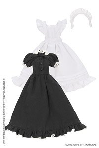 クラシカルロングメイド服(半袖)セット (ブラック) (ドール)